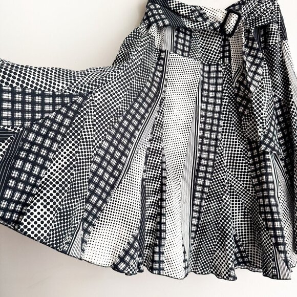 Linea Domani Linen Blend Polka Dot Black White Midi Skirt 12 - Picture 4 of 5